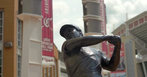 Cincinnati, Ohio / United States - August 7 2018: Bronze Statue, Great American Ball Park