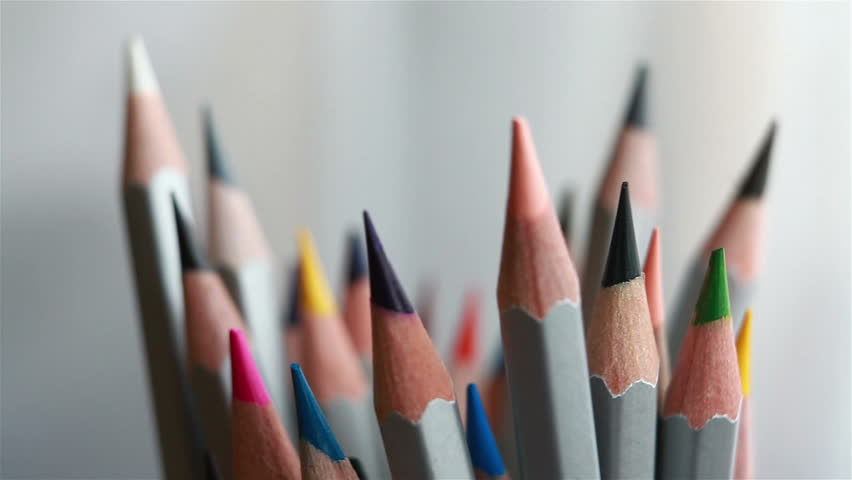 Colored pencils for drawing. On a light background. Rotates. Macro shooting Royalty-Free Stock Footage #1020774142