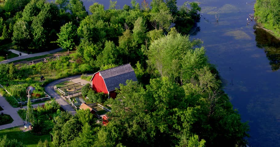 Drone Shot, Grand Rapids Forest, Farm, and Rivers