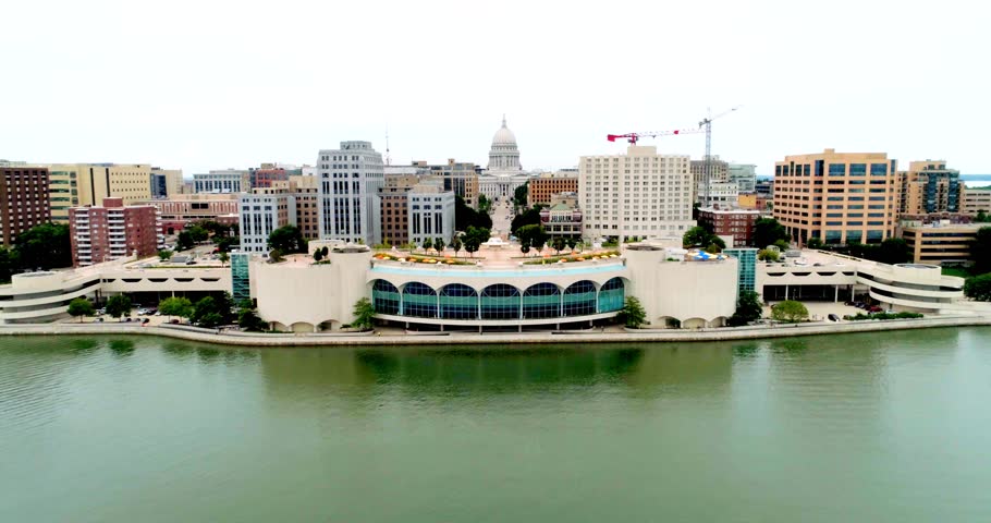 Drone Shot of Downtown Madison, Wisconsin