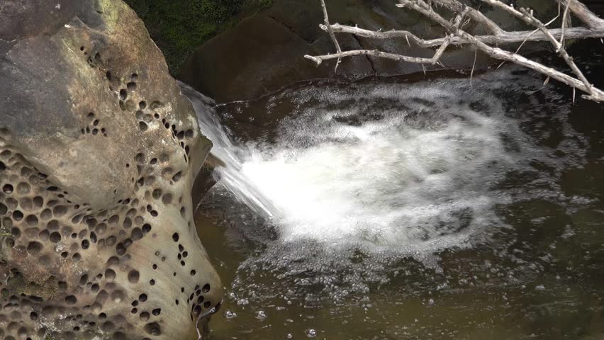 Pacific Coast, fast flowing water between beautiful stones, waterfall, Olympic National Park, USA, Washington