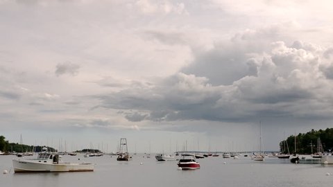 ROCKPORT, MAINE circa July 2017 - Rockport harbor is a good example of a classic small New England harbor on a nice summer day
