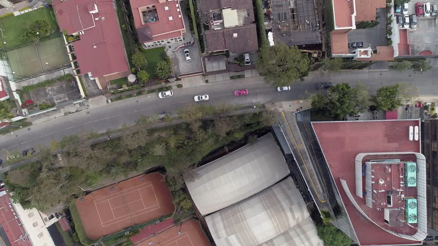 Aerial top view of some avenues and freeways in Mexico City 