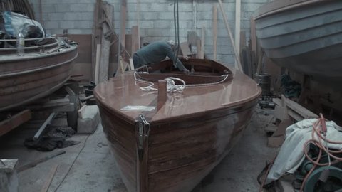 Wooden sailboat built by carpenter