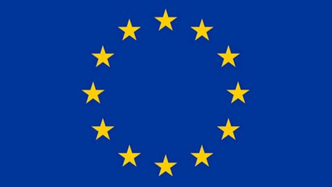 European Union symbol flag rolling around loop animation