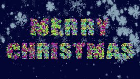 100s of videos of discoballs used to make the words Merry Christmas in an animated font