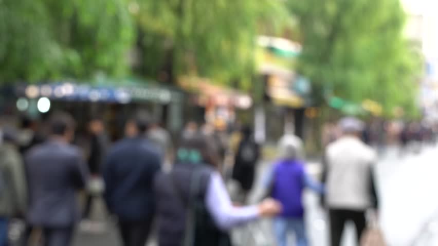Blurred Insadong street - the main street of the Insadong area in Seoul. It is a large market for antiques and artworks and a popular shopping area