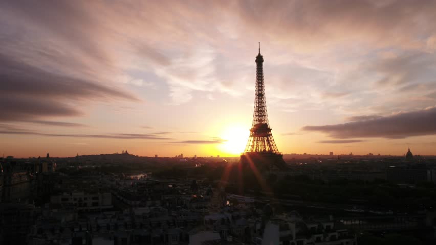 Eiffel Tower city Paris aerial view | Shutterstock HD Video #1020818176