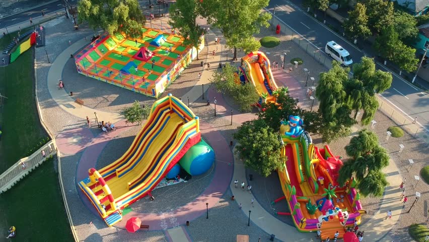 Aerial View of Classic Amusement Park Moldova, Orhei, Orheiland