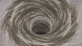 grunge concrete sinkhole blackhole wormhole funnel tunnel flight seamless loop animation background new quality vintage style cool nice beautiful 4k stock video footage