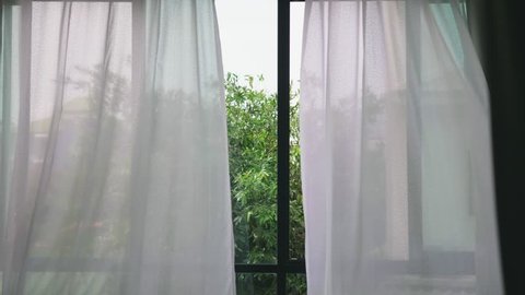 Curtain And Window With Beach Stock Footage 100 Royalty Free 24484448 Shutterstock Window With Beach Stock Footage, Beach Window Curtains