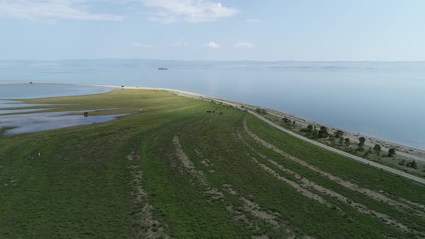 2018, Russia, summer, lake Baikal, Olkhon island, Baikal Mountains. Views of lake Baikal and its surroundings.