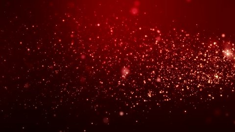 Video animation of christmas golden light shine particles bokeh over red background - holiday concept