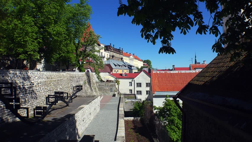 Old Tallinn. Architecture, old houses, streets and neighborhoods. Shot in 4K (ultra-high definition (UHD)), so you can easily crop, rotate and zoom, without losing quality! Real time.