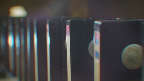 Old VHS videotapes with shallow depth of field