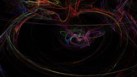 The heart beats rhythmically, pulses, on a black background. Fractal abstraction.
