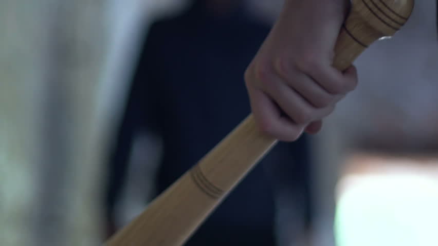 Teenagers attacking with baseball bat and brake bottle, juvenile offenders