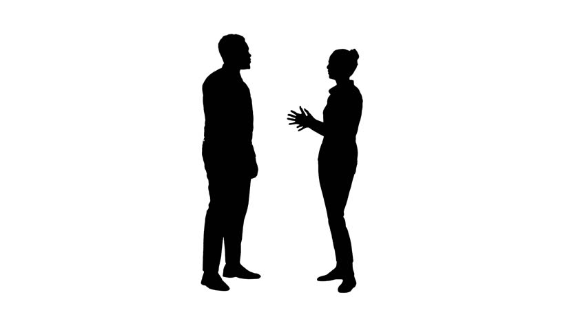 Silhouette Business woman giving some ideas to her boss. Royalty-Free Stock Footage #1020889939