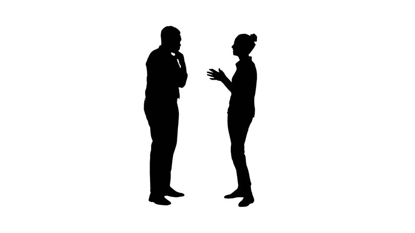 Silhouette Business woman giving some ideas to her boss.