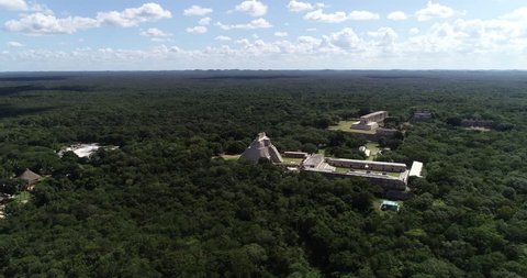 Aerial view of Uxmal mayan ruins
