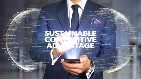 Businessman Hologram Concept Economics - Sustainable competitive advantage