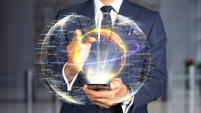 Businessman Hologram Concept Tech - CREDIBILITY | Shutterstock HD Video #1020898126