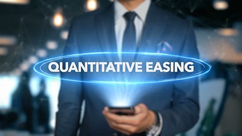 Businessman Hologram Economics - Quantitative easing