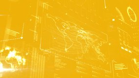 Digital composite of yellow digital code with world map in the background - Powered by Shutterstock - Get 15% off with code: PIKWIZARD15