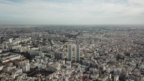 Aerial view of the city of casablanca, kingdom of Morocco