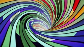 Colorful spiral wormhole funnel tunnel flight seamless loop animation background new quality vintage style cool nice beautiful 4k stock video footage