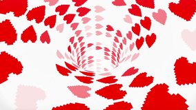 pixel heart wormhole funnel tunnel flight seamless loop animation background new quality vintage style cool nice beautiful 4k stock video footage