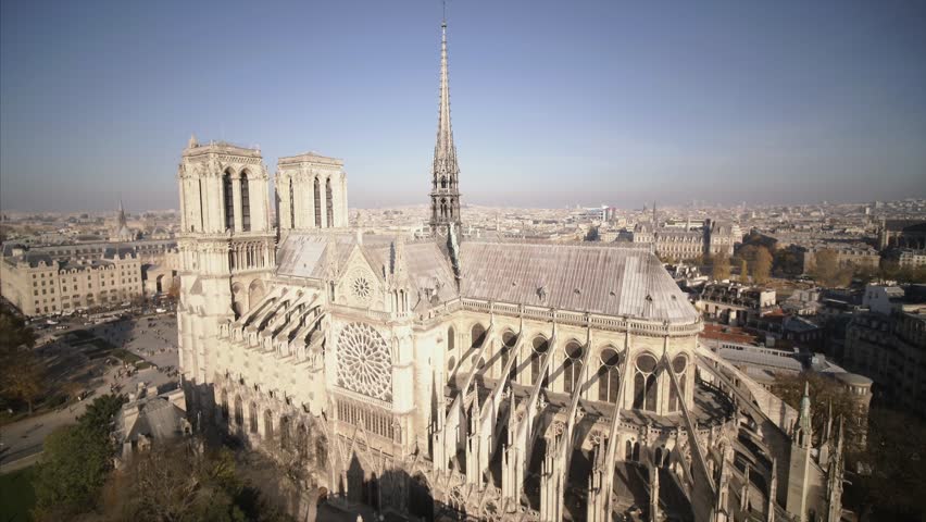  Notre Dame de Paris Cathedral drone Royalty-Free Stock Footage #1020972091