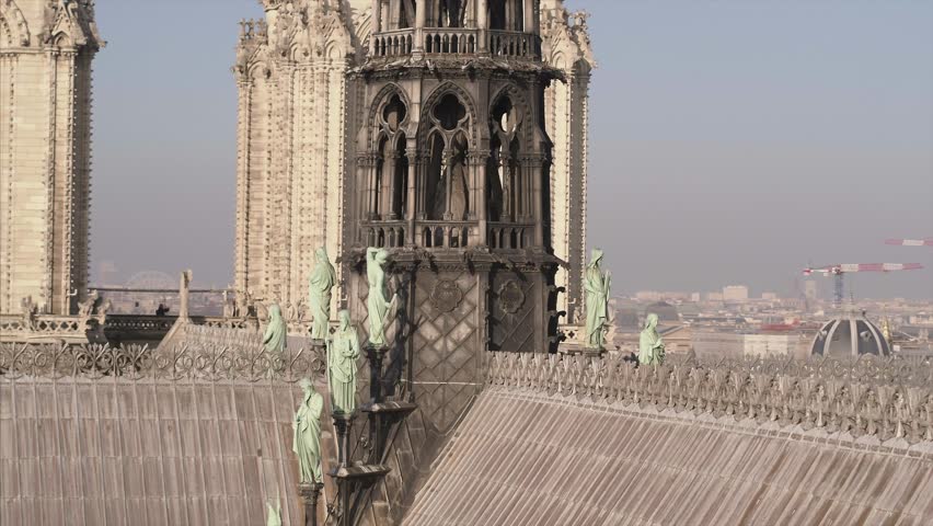  Notre Dame de Paris Cathedral drone Royalty-Free Stock Footage #1020972094
