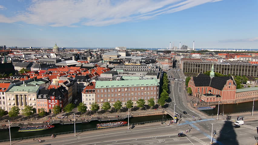 Copenhagen city skyline. Sunny summer day in Denmark