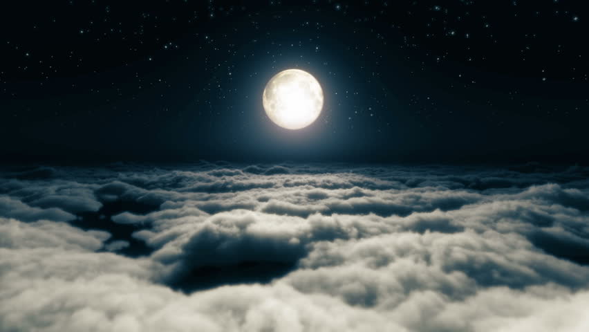 above clouds full moon