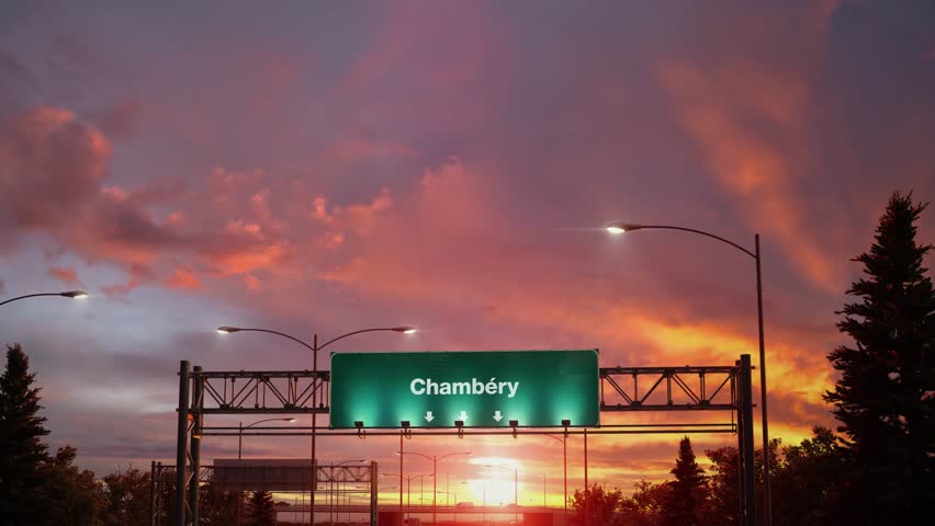 Airplane Landing Chambéry french during a wonderful sunrise