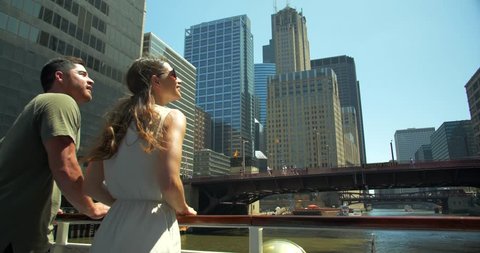 Couple on Chicago River Tour Boat, Chicago's Fair Lady