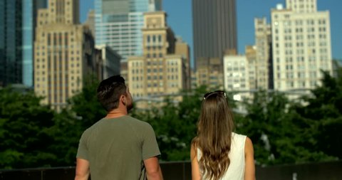 Couple Walks Chicago Highline Path