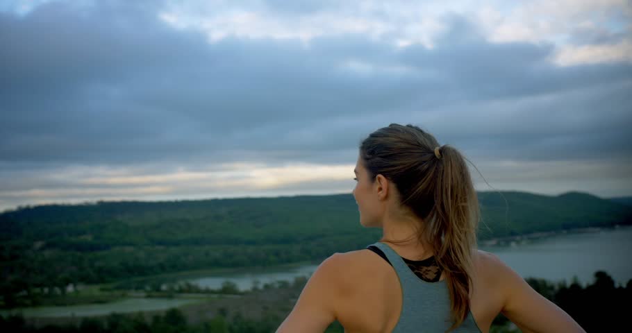 Couple Looks Out Over Sleeping Bear Dunes, Michigan
