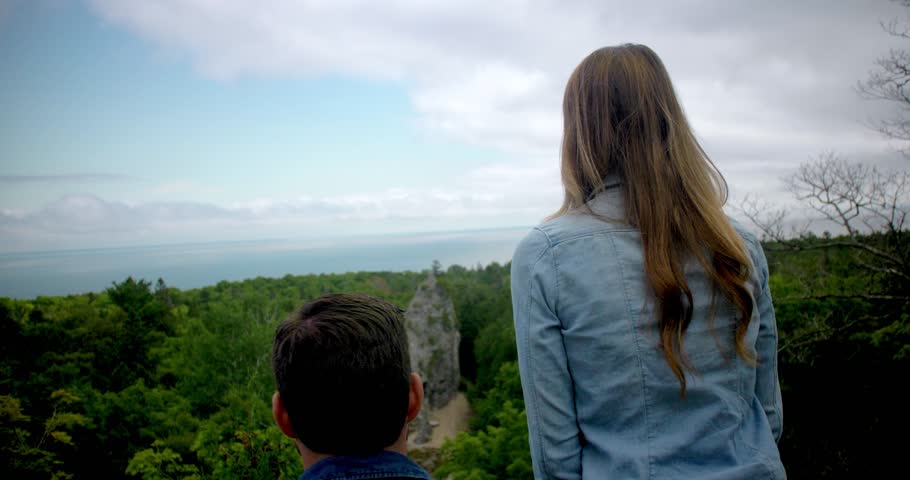 Couple Overlooking Lake on Mackinac Island, Michigan