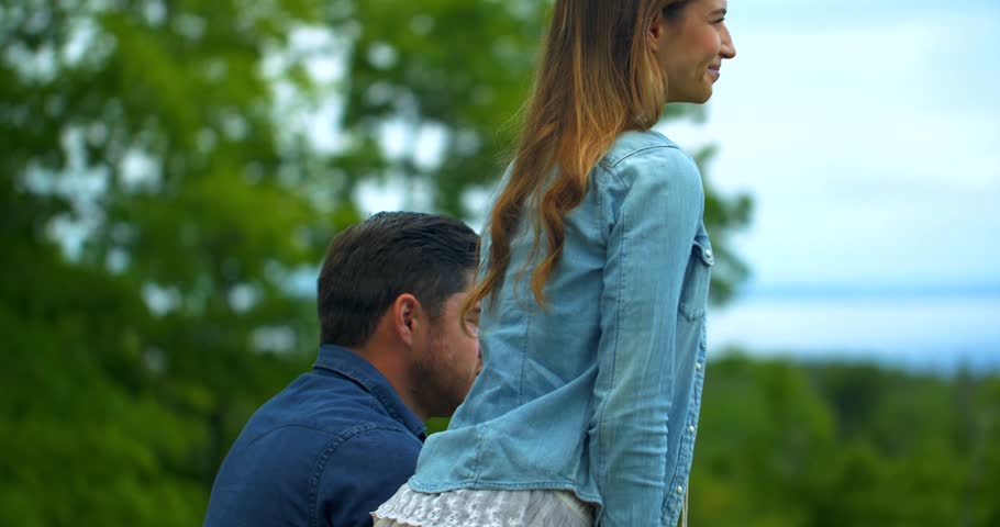 Couple Overlooking Lake on Mackinac Island, Michigan