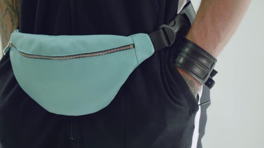 light blue fanny pack