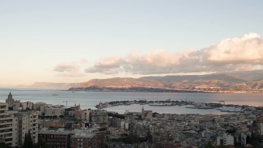 Port of Messina, Sicily Italy-December 2018 - Time Lapse - 