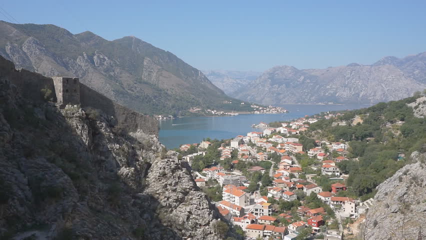 Beautiful view of Kotor bay from top of Kotor Fortress, Montenegro
