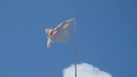 Malta flag waving in wind. 4K realistic fabric texture on a windy day. Continuous seamless loop background.