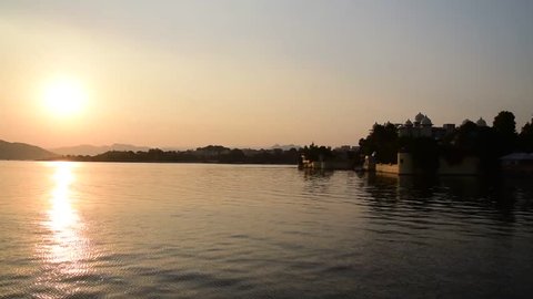 Udaipur, India - 11 25 2018: Stunning view on the beautiful skyline of Udaipur city in Rajasthan