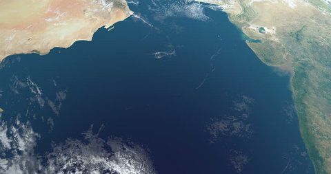 Arabian Sea in the Indian Ocean, aerial view from outer space of earth planet