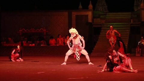 Prambanan Yogyakarta, Indonesia-June 23, 2018: In the evenings, Ramayana Ballet dances comes to life by over 200 professional dancers on an open air stage that takes advantage of the Prambanan temple.