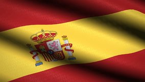 Spain Flag Waving Textile Textured Background. Seamless Loop Animation. Full Screen. Slow motion. 4K Video