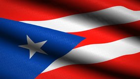 Puerto Rico Flag Waving Textile Textured Background. Seamless Loop Animation. Full Screen. Slow motion. 4K Video